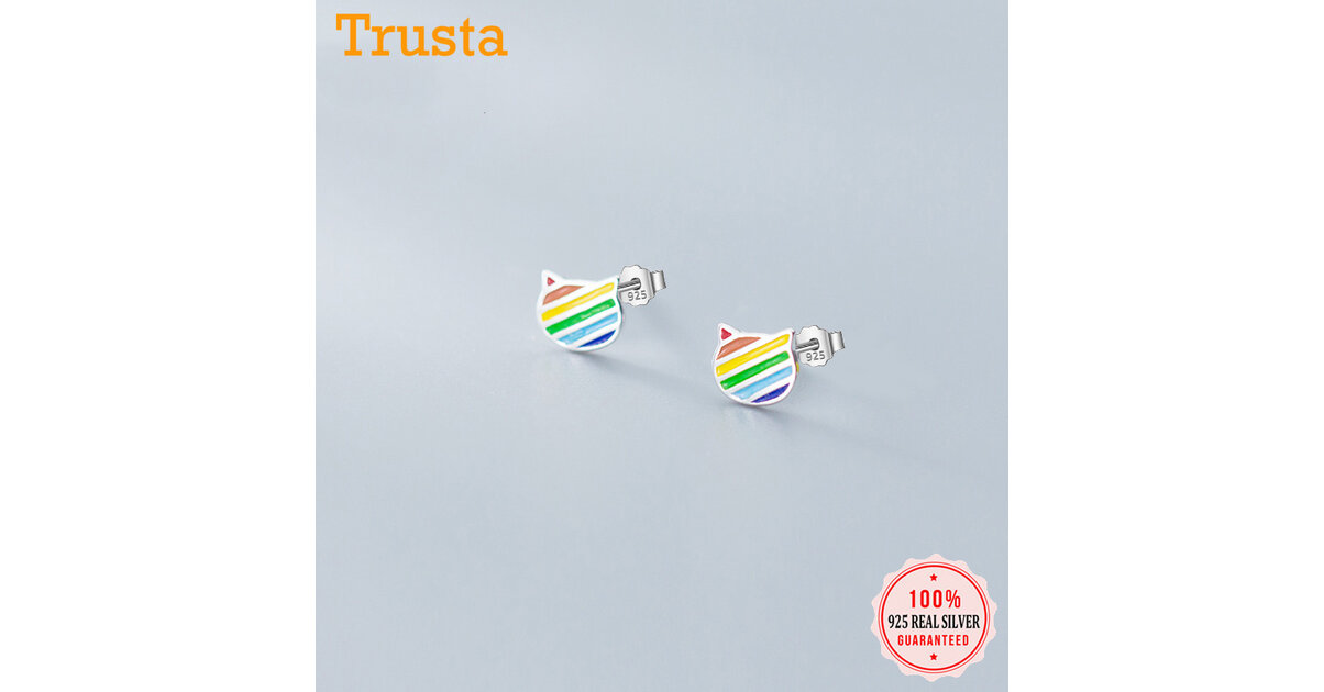 Boucles D'oreilles Chat En Argent Sterling 925 - Occasion, Style Boucle Avec Fermoir Clous